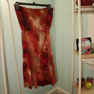 Strapless Flower Pattern Dress